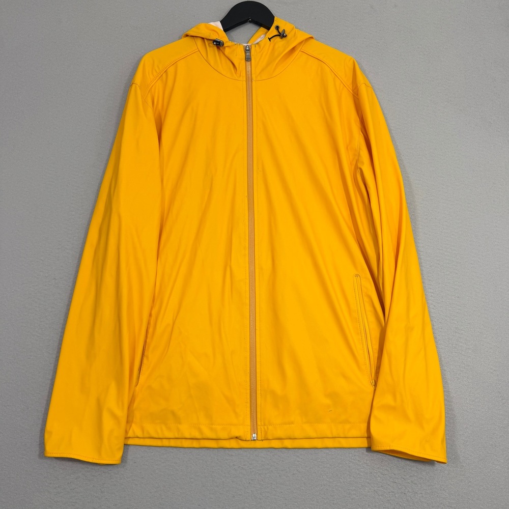 Brooks Brothers Jacket Mens XXL Yellow Hooded Full Zip Windbreaker Rain Coat